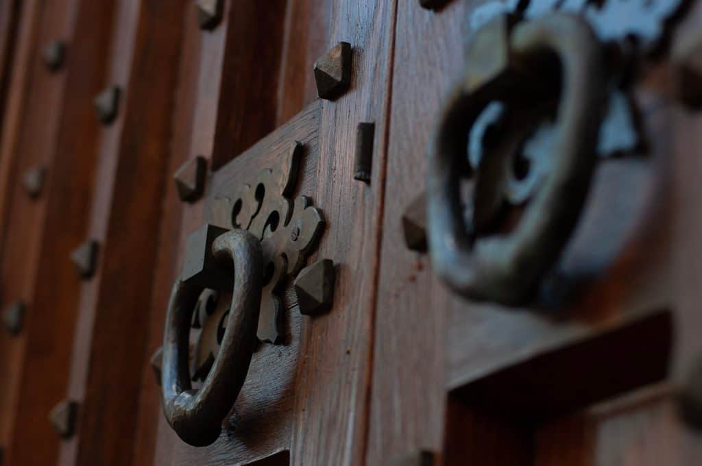 Exterior door handles at the First Unitarian Universalist Church of Wausau.