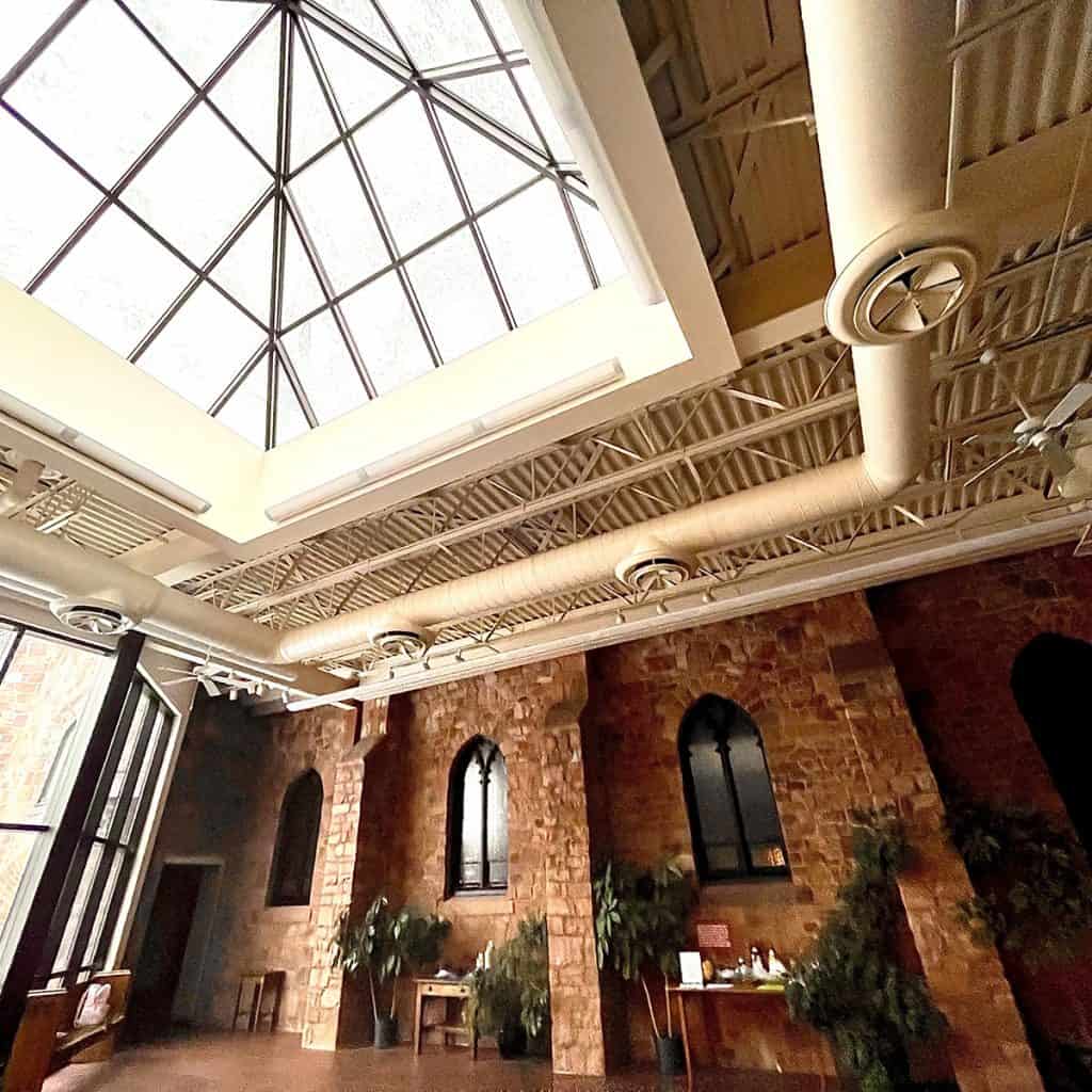The atrium ceiling at the First Unitarian Universalist Church of Wausau.
