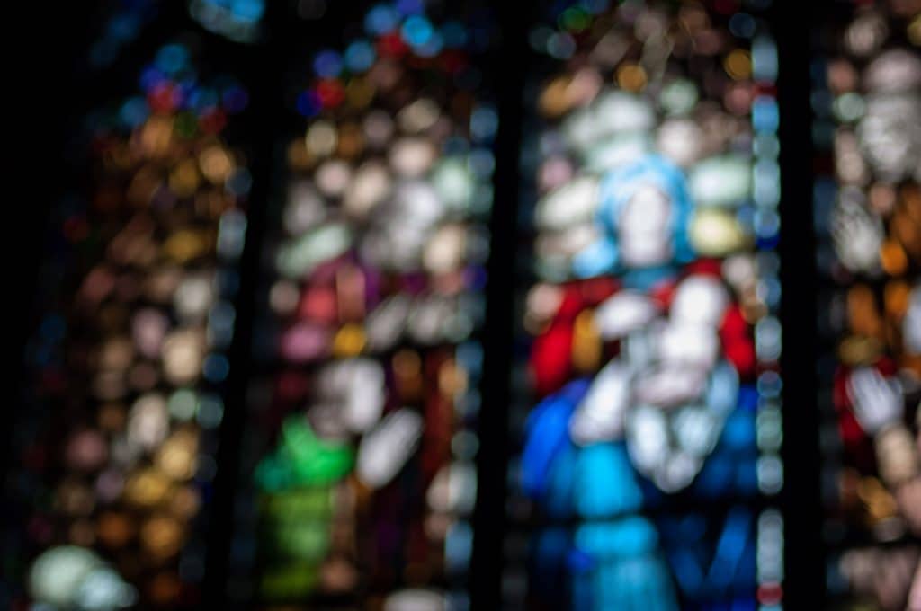Stained glass windows at the First Unitarian Universalist Church of Wausau.