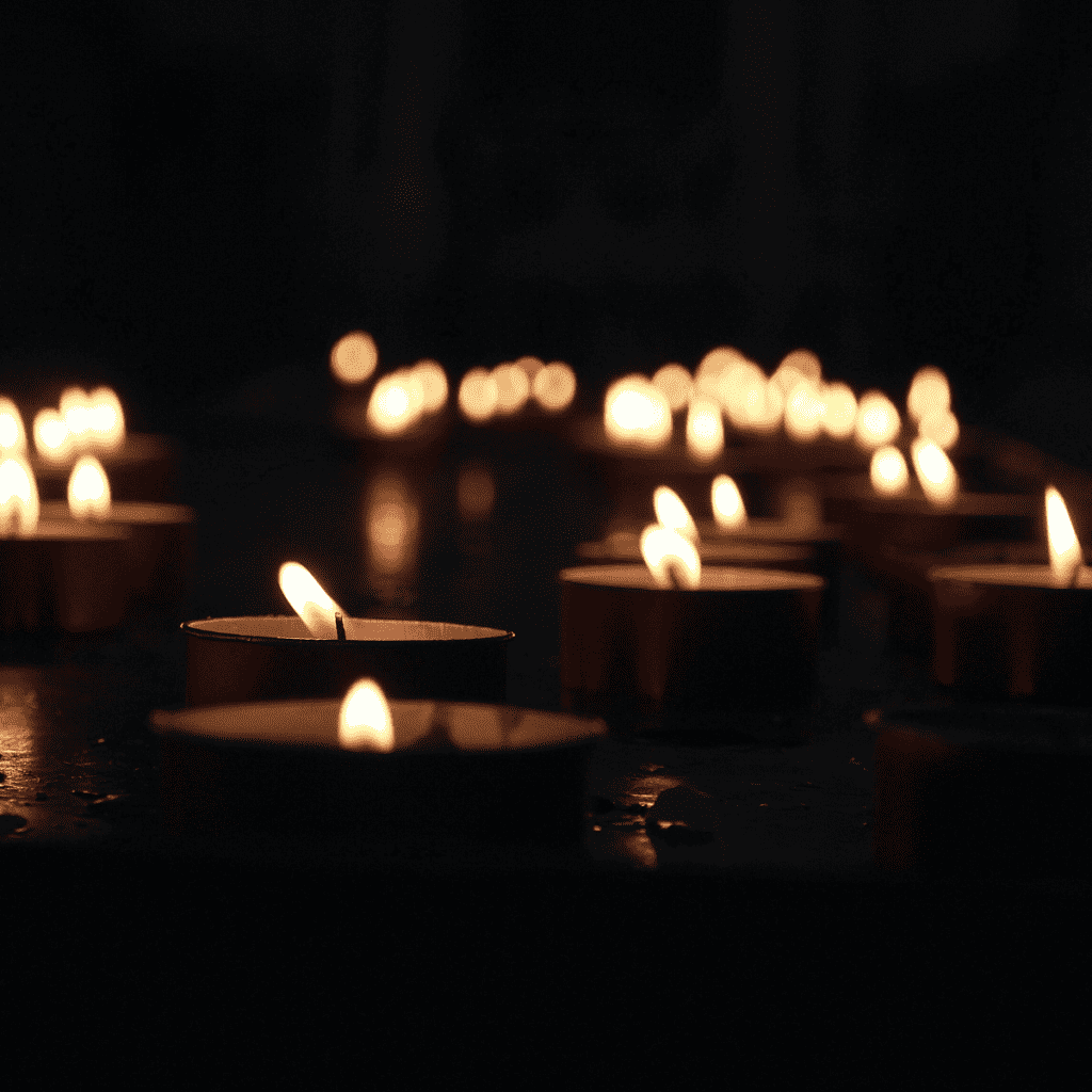 Candles lit for All Saints Day.